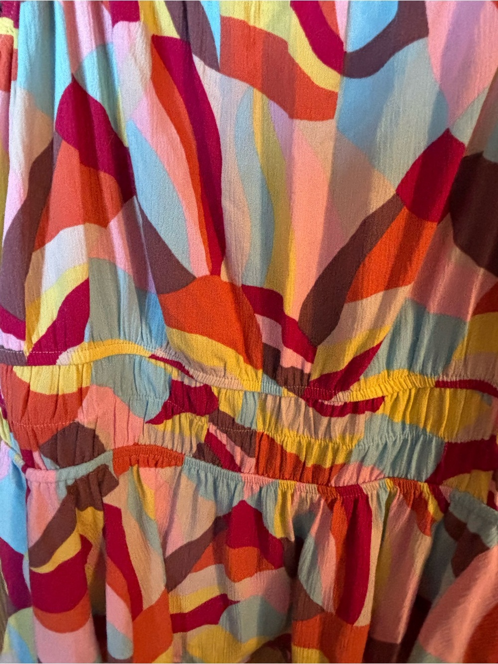 torrid Multi-Color Abstract Ruffle-Neck spaghetti strap tank Top - Picture 2 of 4